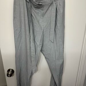 Light Gray Women’s work Dress Pants with Tie Waist